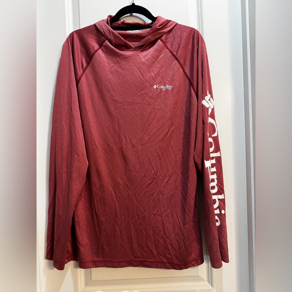 Columbia Hoodie Pullover Large Dark Coral LongSleeve Armpit To Armpit 22”